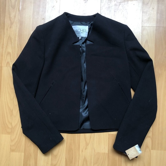 NWT Rachel Roy Cropped Modern Black Zip Blazer - Picture 2 of 14